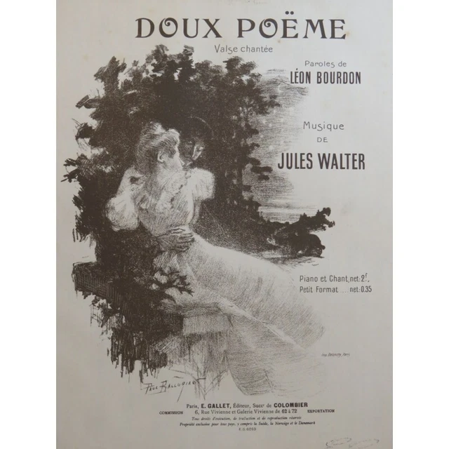 WALTER Jules Doux Poème Chant Piano ca1903