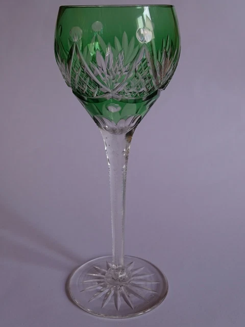 1 ANCIEN VERRE A VIN DU RHIN ROEMER CRISTAL VERT ht 20 cm