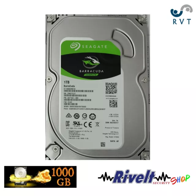 HARD DISK 1 TERA 3,5 " ideale per PC DVR CCTV Videosorveglianza 1000 Gb