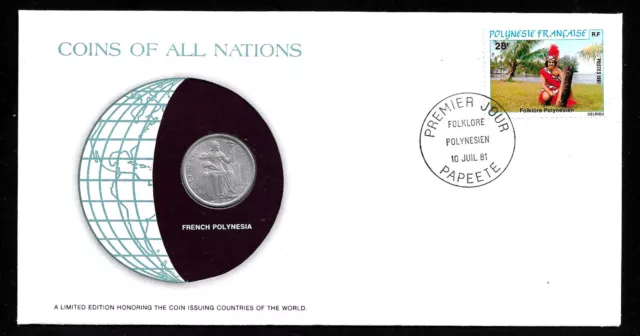 1979 French Polynesia Coins Of All Nations The Franklin Mint Uncirculated Coin