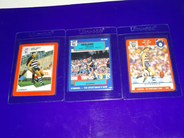 Geelong Cats  * ( 3 ) Afl Footy Cards 1989 , 1990  & 1991 Gary Ablett Vgc