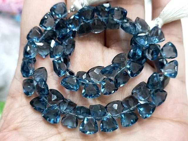 10 Ps Hydro London Blue Quartz Faceted Trillion Briolette Beads 10MM