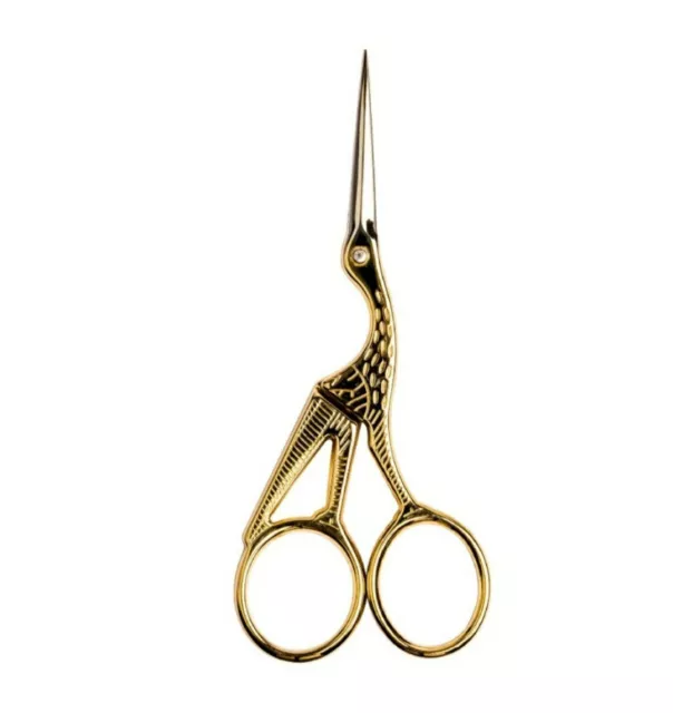 Singer Embroidery Scissors 4.5"Gold Plated, Stork Design.