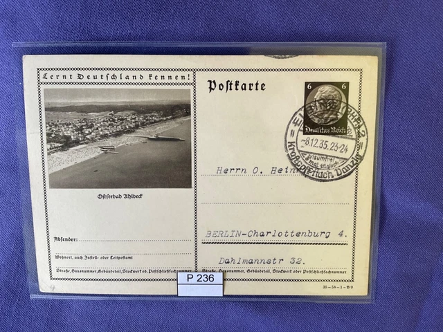 DR 1933-45, Ganzsache, P236, DV: 35-58-1-B9, gelaufen Elbing - Berlin