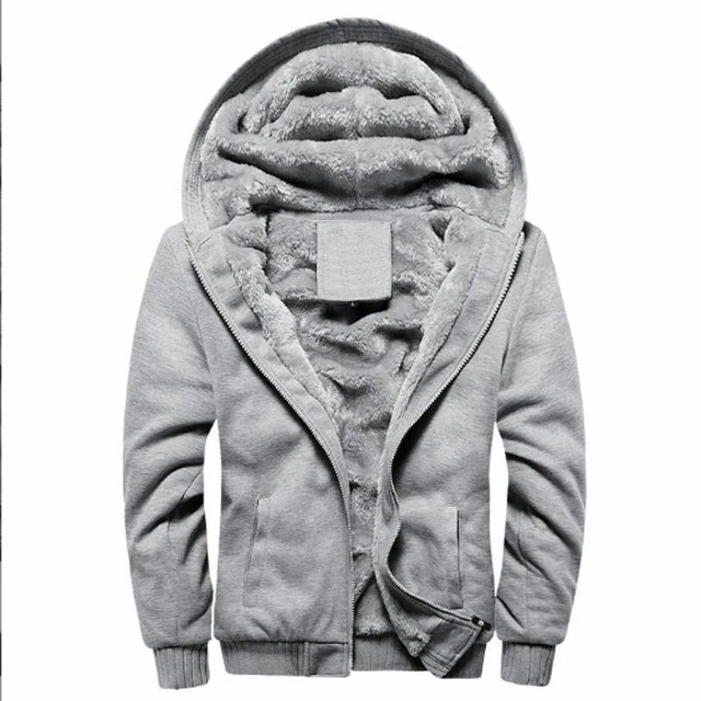 Winter Mens Warm Thick Coat Fleece Fur Lined Jacket Hoodie Zip Up Sweatshirt Top 9