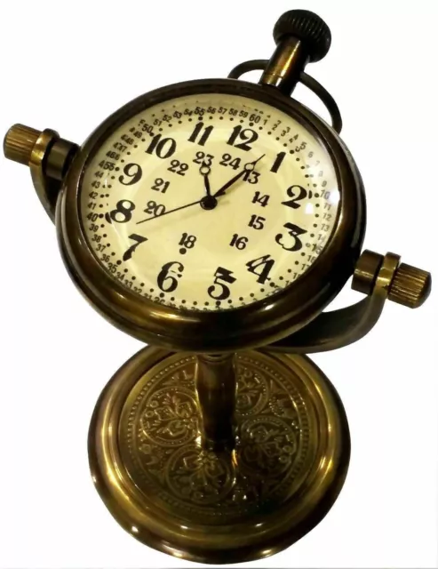 Antike Uhr, Schreibtisch-Dekoration, Messinguhr, nautisch, antiker Tisch,...