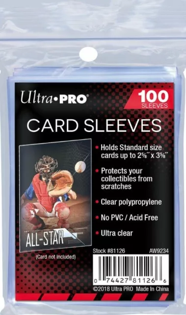 500 Ultra Pro Penny Card Soft Sleeves for Standard Size Cards 5 Packs of 100