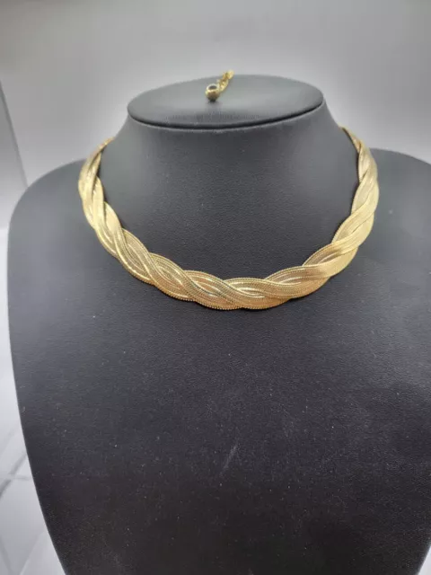 Gold Tone 3 Layer Twist Choker Necklace 34'