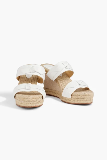 ALEXANDRE BIRMAN Clarita 75 bow-embellished leather wedge espadrille EU 39