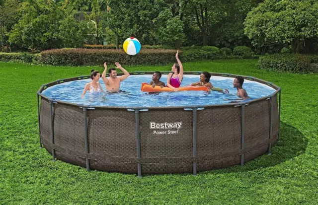 Bestway Large 18' x 48" Above Ground Pool Set Ladder Filter Pump Cover