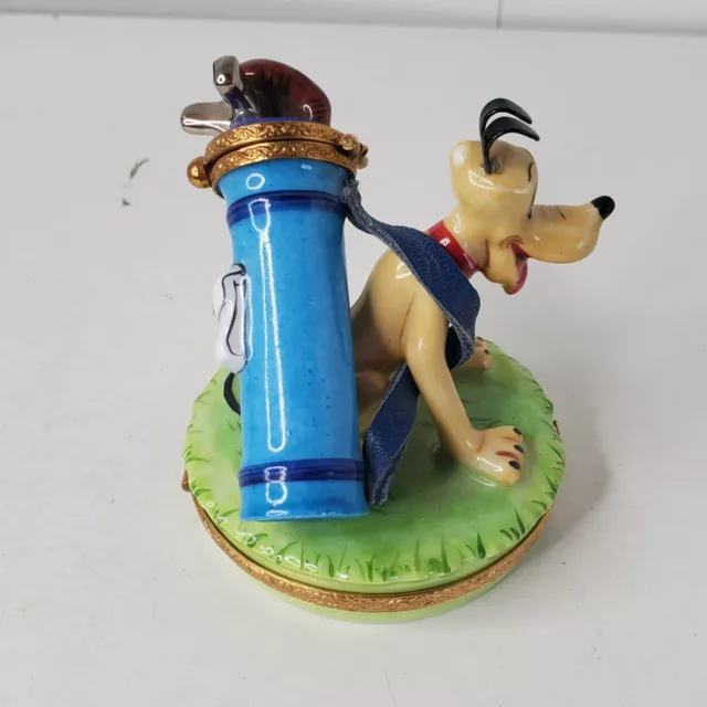 Disney Artoria Golf Au Pluto Porcelaine De Limoges France Trinket Box Peint Main 3