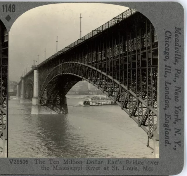 Ead's Bridge Over the Mississippi, Mo.--Keystone Stereoview Rare1200 Set #1148