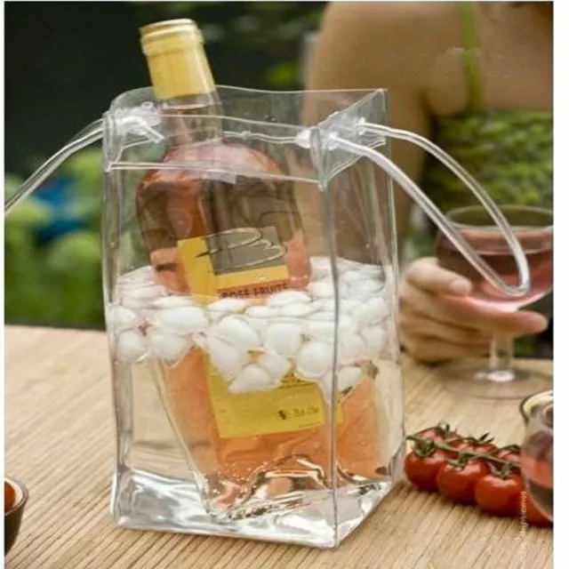 Clear Ice Bag Bottle Cooler Chiller Wine Beer Champagne Carrier Bucket Foldable