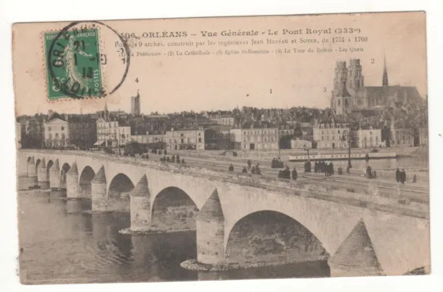 Cpa 45 - Orléans : Vue Générale - Pont Royal (Loiret) - Écrite