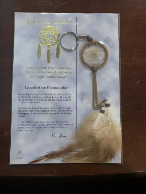 St. Joseph's Indian School Keychain Dreamcatcher Feather Follow Your Dream