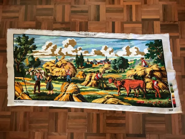 Finished Margot de Paris large tapestry country farm farmers hay cows field