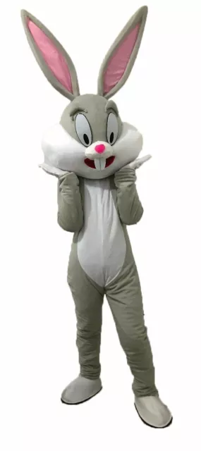 MASCOTTE CONIGLIO BUGS Bunny costume adulti grigio orecchie lunghe