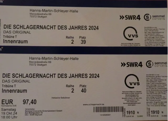 Reihe 2 / Tickets die Schlagernacht des Jahres 2024 - Das Original