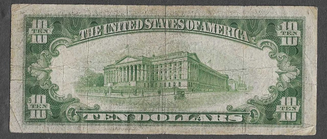 FR. 1705 Ten Dollars ($10) Series of 1934D Wide  Blue Seal Silver Certificate 2
