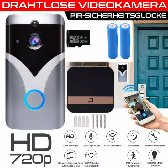 Türklingel mit Kamera HD WLAN Nachtsicht WiFi Video Funkklingel Doorbell