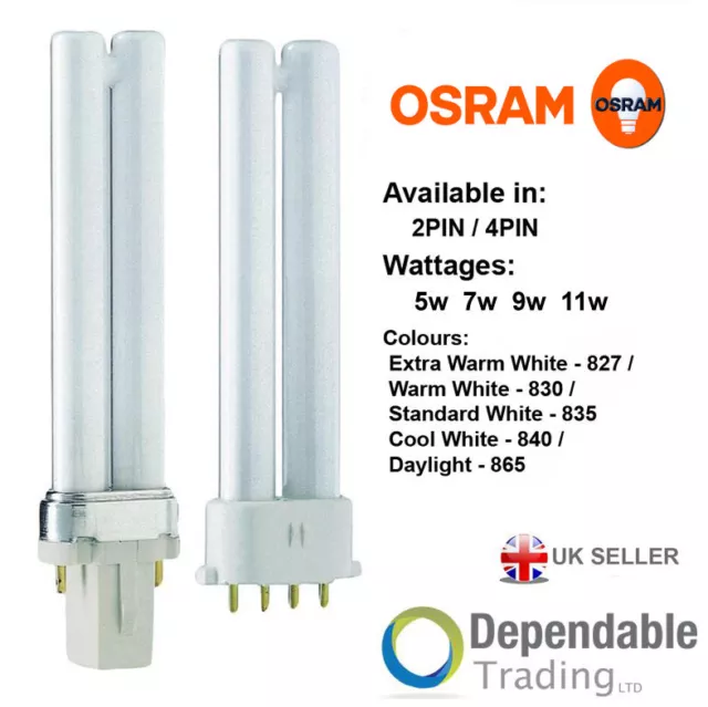 OSRAM 5W 7W 9w 11w PLS Compact Fluorescent Lamp Dulux S 2 PIN 4
