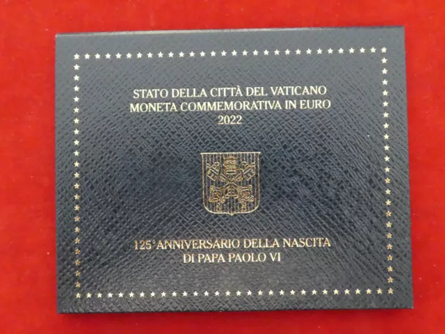 Vaticano, 2 euro, 125° compleanno Papa Paolo VI, 2022, originale, in blister