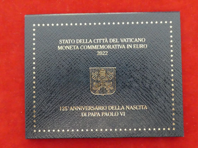 Vaticano, 2 euro, 125° compleanno Papa Paolo VI, 2022, originale, in blister