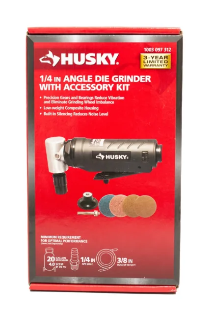 (MA4) Husky 1003 097 312 1/4in Angle Die Grinder w/ Accessory Kit Low-Weight