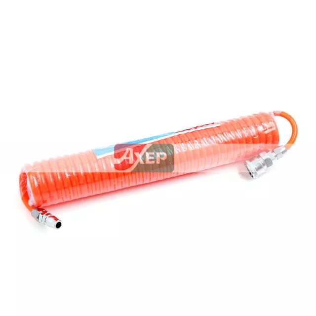 A● 6M Length 8mm x 5mm Polyurethane Coiled Air Hose Tube Pipe Red