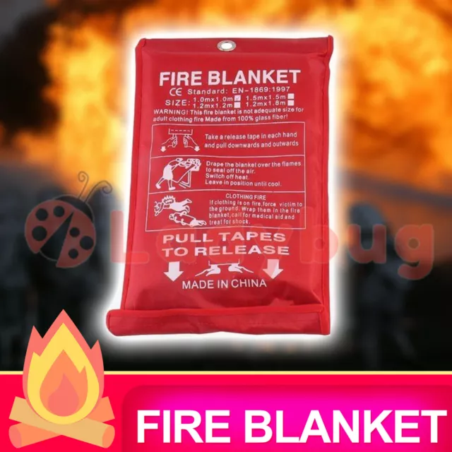 Fire Blanket New 1 x 1 Meter Emergency Action Fiber Glass House Caravan Camper