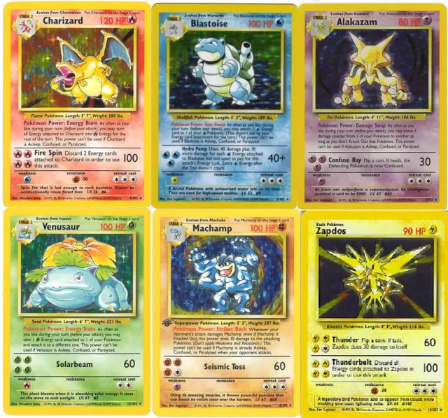 Rare Holo (shiny) base set pokemon cards All 16 Available Out of print!