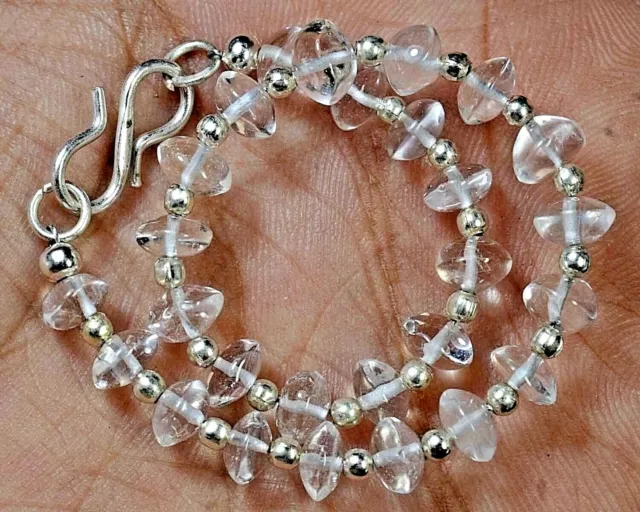 Kristall Edelstein Natürlich Rondell Schlicht Perlen 26ct 7 " Designer Armband