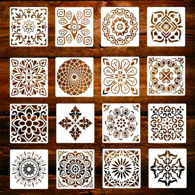 16 plantillas de pintura mandala plantilla de pared plantilla hueca para niños