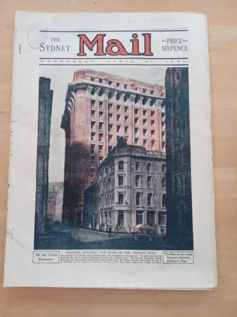 The Sydney Mail Magazine / Newspaper - April 21st 1920
