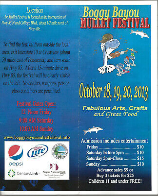 Boggy Bayou Mullet Festival Pamphlet - Oct. 2013, Niceville, Florida