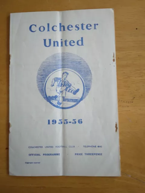 Colchester United Vs Leyton Orient.  Div 3 Sth. 15/09/1955. Good cond. Free P&P.