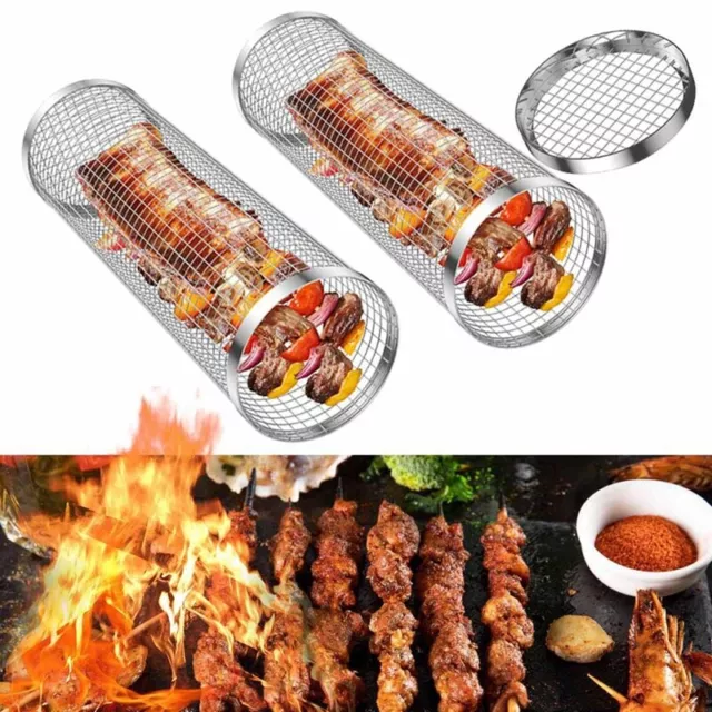 2 Stück Edelstahlgrill Netz Grill Tragbarer Grill Körbe A Y3Q5