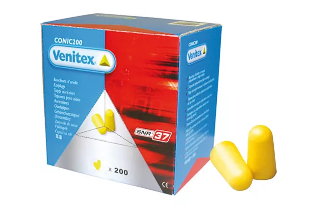 Delta Plus Venitex CONIC200 37dB Foam Ear Plugs Disposable Earplugs 200 Pairs