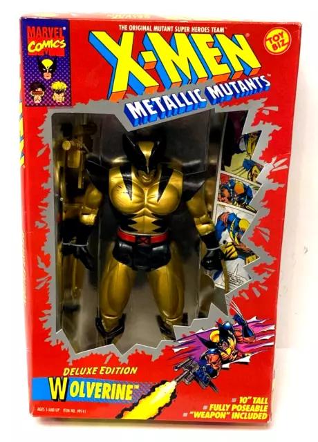 Marvel 10” Metallic Mutants Gold Wolverine Deluxe Edition Toybiz Figure X-Men