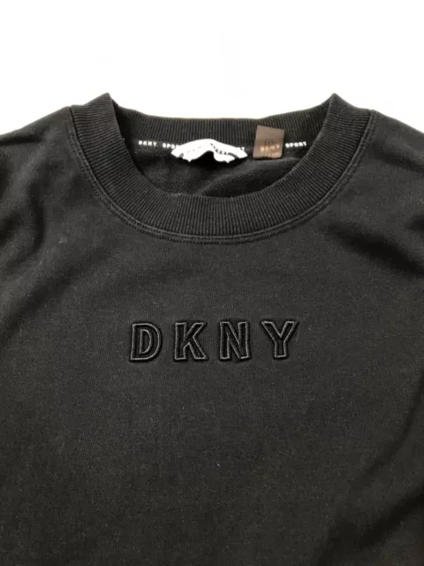 DKNY Sport Sweatshirt Black Womens Large Logo Design Long Sleeve Cotton