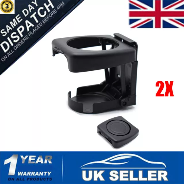 2X Auto Folding Beverage Universal Car Drink Cup Bottle Holder Stand Mount Black