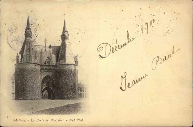 Malinas Malinas Bélgica 1900 La Porte de Bruxelles Bruselas portal postal franqueada