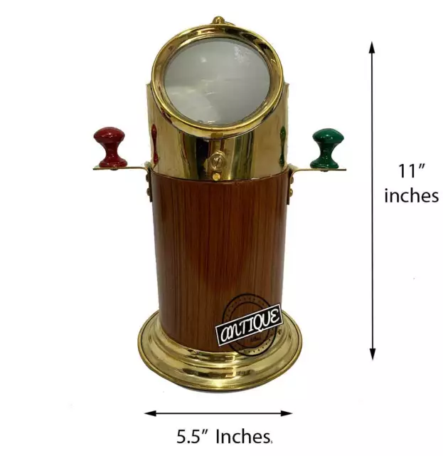 Antik Messing Nautisch Gimbal Kompass Vintage Boot Schiff Mit Holz Marine