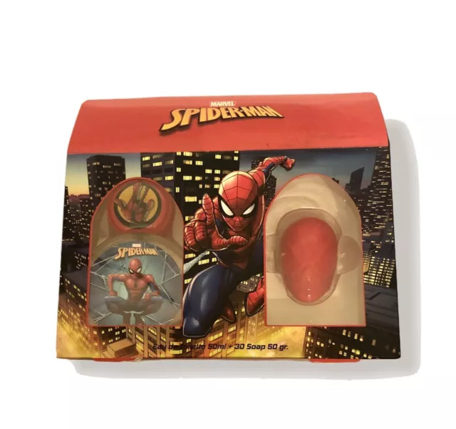 MARVEL Spiderman Coffret Cadeau 50ML Eau de Toilette Edt +50gr Savon 3D...