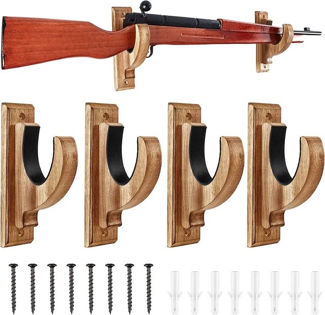 RIFLE SHOTGUN GUN Wall Mount Display Rack Gun Hanger Wood for Indoor