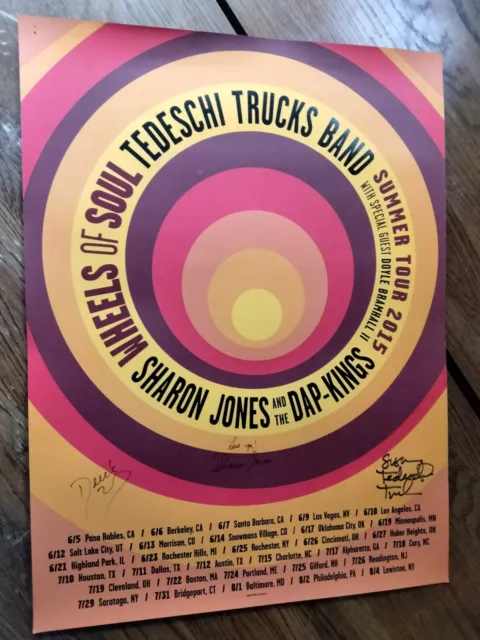 Wheels Of Soul Poster Summer 2015 SIGNED Tedeschi Trucks & The Late Sharon Jones