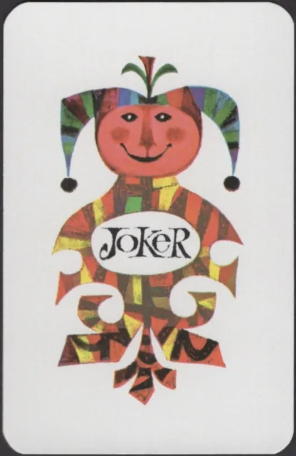 Playing Cards Old Vintage JOKER Single Card * ARTISTIC COLOURFUL JESTER Picture