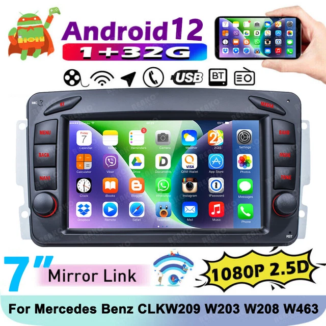 For Mercedes Benz W203 W209 C230 G-W463 7" Android 12 Radio GPS Car Stereo WiFi