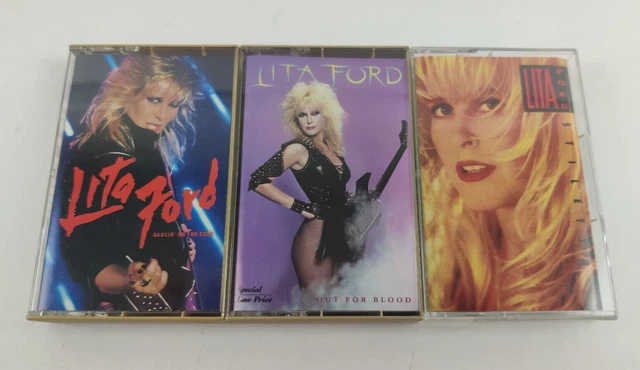 Lita Ford 3 Cassette Lot - Stiletto/ Dancin' on the Edge/ Out For Blood Lita Ford 3 Cassette Lot - Stiletto/ Dancin' on the Edge/ Out For Blood