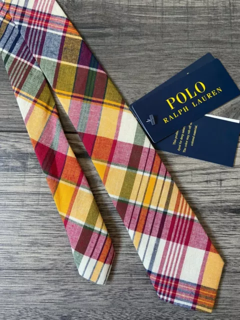 Ralph Lauren Boys Check Tie Hand Made In Italy Age 4-7 Years Bnwt